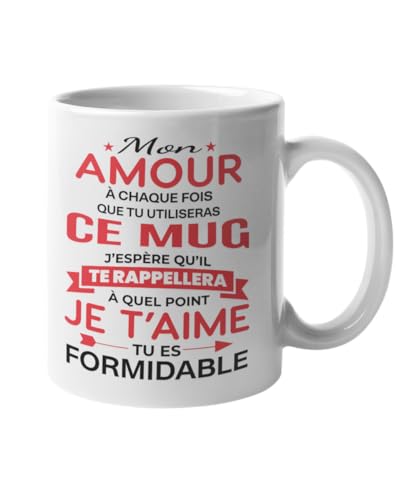 Eclat du Cadeau - Mug Amour – Cadeau Romantique pour Couple, Femme ou Homme – Idée Cadeau Anniversaire, Saint-Valentin, Noël – Tasse Je t’aime Touchante et Originale – Céramique 330 ml