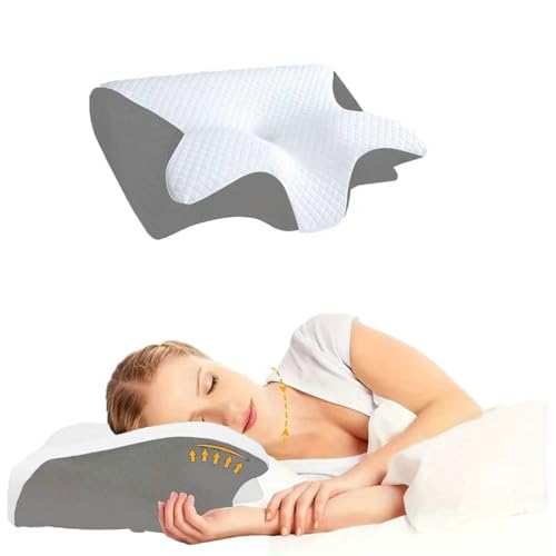 Sleep Apnea Pillow Airway Pro Cervical Pillow for Neck Pain Relief Orthopedic Memory Foam Neck Support Pillow for Side Back & Stomach Sleepers Anti-Snore Ergonomic Contour Pillow (Grey)