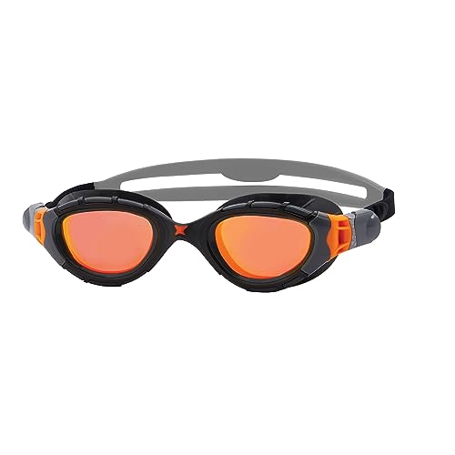 Zoggs Predator Flex Adult Swimming Goggles, Grey/Black/Mirrored Orange