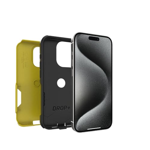 Image of OtterBox iPhone 15 Pro (Only) - Commuter Series Case - Night Reverse (Yellow & Black) - Slim & Tough - Pocket-Friendly - with Port Protection