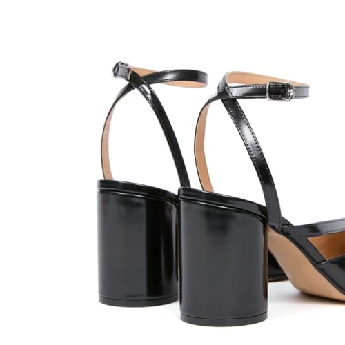 Image of Agodor Women's Chunky Block High Heels Split Toe Pumps Ankle Strap Japanese Tabi Shoes Slingback Heels Tabi Shoes Comfort Dress Heeled Sandals