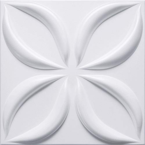 Paneles Decorativos De Pared 3D - Tableros de Pared 3D - Revestimiento de Pared 3D - Lotos - Blanco - Paquete 40 Piezas / 10 m2