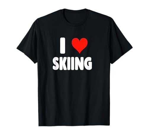 I Love Skiing - Cuore Sci Sciatore Neve Montagna Sport Invernali Maglietta