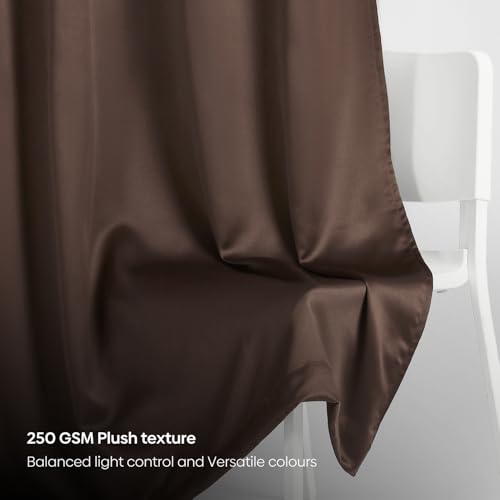 Image of Rivermoor Blackout Curtains Set of 1 | Solid Window Curtain for Living Room & Bedroom | Coffee | 80% Room Darkening | 250 GSM | Acrylic Eyelet | 114 x 152 cm