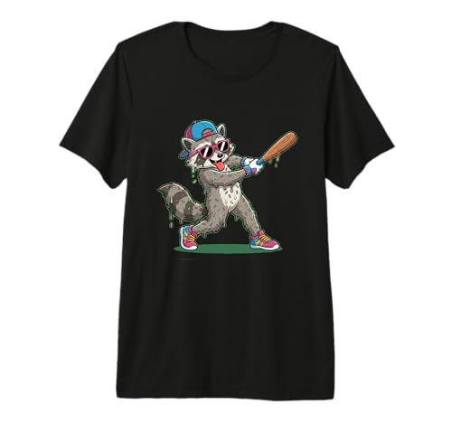 Funny Baseball Raccoon Donut Sprinkle Hitter Trash Panda Premium Tri-Blend T-Shirt