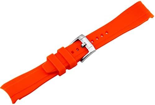 YISIWERA 20mm Gebogen Uiteinden Rubber Horloge Band Witte Siliconen Horloge Bands Strap Solid Hoog Gepolijst Geborsteld Dubbele Lock Mechanische Gesp voor Man Vrouwen