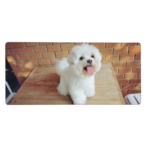 Tapis de souris grand format Chien Maltais pour éviter les glissements