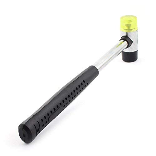 DGQ 1-Inch Double-Face Soft Mallet Black Lightweight Rubber and Plastic Hammer Plastic Coated Grip Dual Head Rubber Hammer