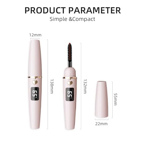 EYECURL Heated EyeLash Curler, Heated Lash Curler, Intelligent Power Off Rechargeable Eyelash Curler Heated Quickly By Steel Wire for 24 Hs Long Lasting Makeup (Cream Pink, X8-132MM)