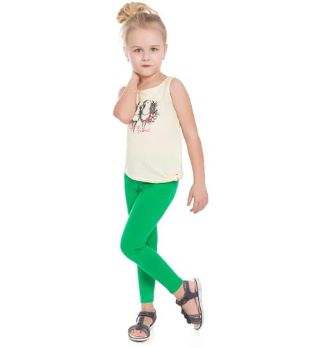 Image of SOFTSAIL Girls Full Lenght Cotton Leggings for Kids I Children Plain Cotton Leggings for School Dance Play Casual Wear I Stretchy Elastic Solid Soft Pants for Kids, 2-13 Years Green