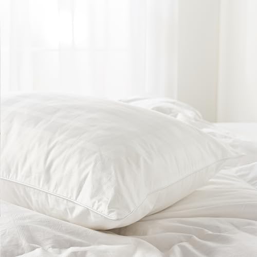 Snuggledown Luxury Cotton Pillow - Hotel Quality Ultra-Soft Pillows for Restful Sleep | UK-Made, 300tc Jacquard Cotton Cover, Non-Allergenic & Washable (48 x 74cm)