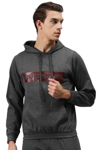 Image of Hubberholme Men's Cotton Blend Brand Printed Hooded Sweatshirt