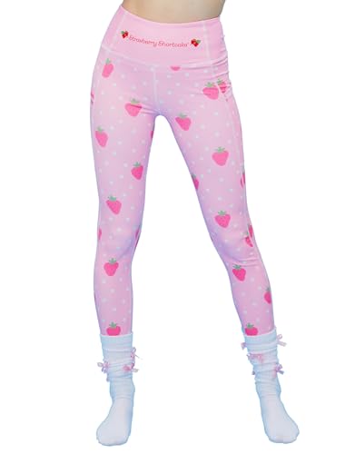 Micotaku Strawberry Shortcake Womens Yoga Pants Leggings High Waist Tummy Control Lounge Legging Workout Leggings