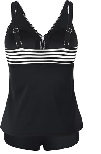 Image of Septangle Women's Tankini Swimsuit Two Pieces Set Ruffle Swimwear Bathingsuit with Boyshort