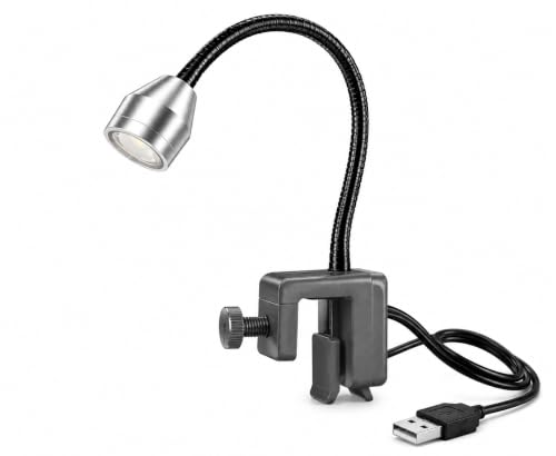 Image of Liny LY-007 USB Mini Aquarium Spotlight | 3W LED Clip-On Fish Tank Light | 5V USB Powered | Flexible Gooseneck | Aluminum Alloy Lamp Head | Fits 2-12 mm Glass