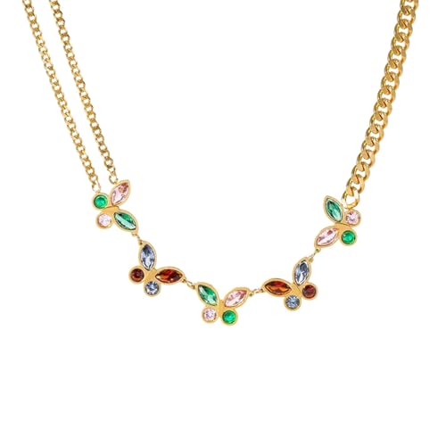 Collier papillon en cristal coloré chaîne de cou tendance cadeau pour femme