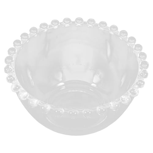 ROMISBABA Cuenco de Vidrio Transparente Grande Diseño de Cuentas de Perlas, Tazón Multiusos para Cocina y Ensaladera, Vajilla para Postres y Almacenamiento de Frutas, Base Estable