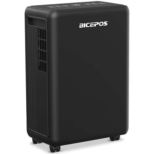 Bicepos 2000 Sq.Ft Dehumidifier for Basement, 30 Pints Portable Dehumidifier for Home with Drain Hose, 0.52 Gal Water Tank, Intelligent Humidity Control Auto Shut Off for Bathroom, Laundry, RV, Office