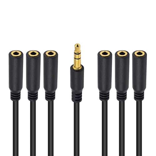 Cable de audio 3.5mm macho a múltiples jack hembra 0.3m miniatura 3