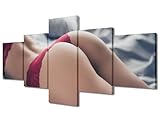 Wall Art 5 Piece Canvas Print Beauty Fashion Woman Portrait with Red Panties Wall Art Naked Girl Ass in Underwear Poster Framed Art Work for Spa Salon Bathroom Walls Decor Ready to Hang 50x24 in