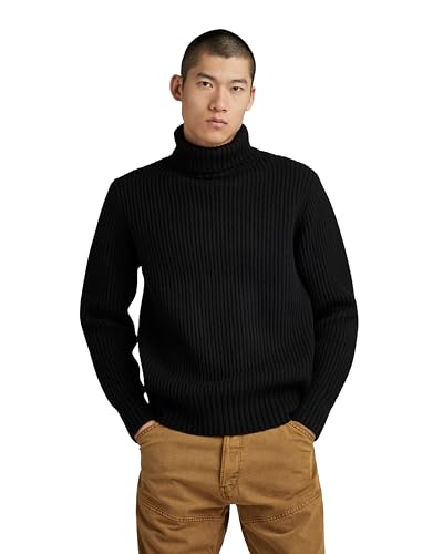 G-Star Ricamo RAW sul petto G-STAR Uomo Essential Turtle Knitted Sweater, Nero (dk black D23732-D447-6484), M