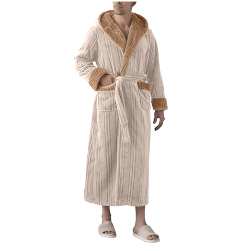 Men's Fashion Hooded Bathrobe Plush Fluffy Fleece Robe Cozy Warm Shaggy Spa Robe Plus Size Sherpa Sleepwear3