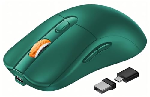 Image of ProtoArc EM15 USB C Mouse, Tri-Mode Bluetooth Mice for Laptop, Green | 68g Ultra-Light, Full-Size Ergonomic Design, Silent Clicks, Rechargeable, Dual Receivers (Type-C & USB-A), for Windows, Mac