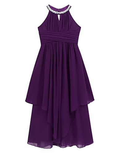 Kids Halter Wedding Bridesmaid Flower Girls Dress Junior Long A Line Pageant Party Dress Prom Ball Gowns4