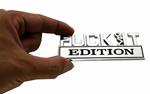 Image of 1x Fuck-IT Edition Emblem Decal Badge w F-it Guy 3D Letter Sticker 3D Fender Badge Decal Car Truck Replacement, Fit for All Cars (Chrome)