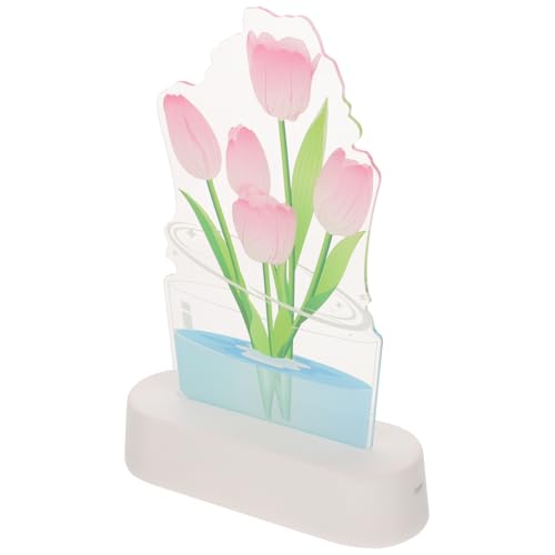 Lámpara de mesa SECFOU tulipán 3D con luz rosada