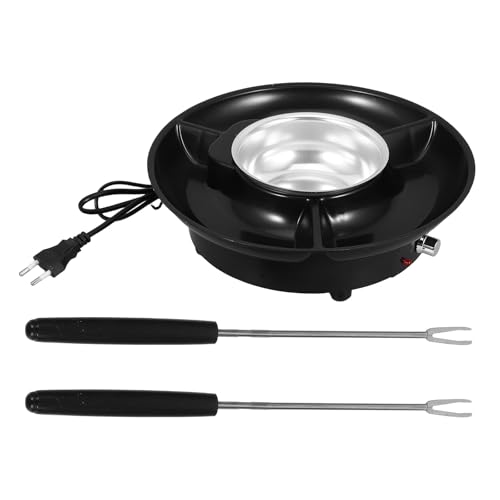 DIYEAH 1 Juego de Fuente de Fondue de Chocolate Negro: Fundidora Eléctrica - Set de Fondue para Mojar Frutas y Malvaviscos - Ideal para Entretenimiento en Casa (Enchufe UE)