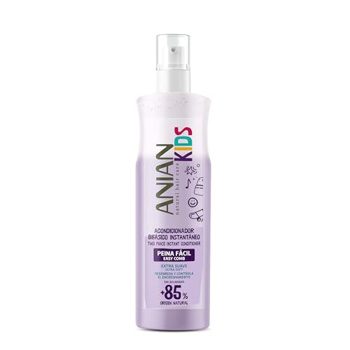 ANIAN KIDS - Acondicionador Bifásico Peina Fácil, 250 ml, Ideal para Niños, Acondicionador sin Aclarado, Desenreda y Facilita el Peinado, Suavidad y Brillo Instantáneo