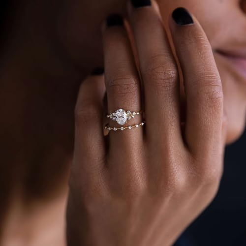 3CT Sterling Silver Engagement Rings AAAAA Cubic Zirconia CZ Wedding Promise Bands For Women Oval Solitaire Simulated Diamond Silver/Gold Size 5-102