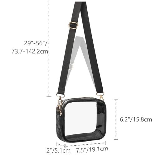 Small Clear Purses for Women Crossbody Stadium, Black Transparent Bag With Gold Chain for Stadium Events and Concert-Ready2