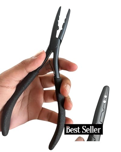 Professional Hair Extension Pliers 7 Microlink Beads Remover & Weft Extension Tool | Stainless Steel Hair Styling Accessory for Salon & DIY Extensions (2 Hole Black)
