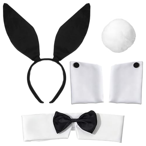 KBSICWO Bunny Kostüm, Hasenohren Haarreif Fliege Manschetten und...