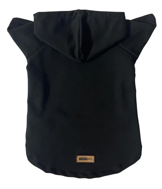 monopetz Kapişonlu Sweatshirt Köpek ve Kedi Kıyafeti & Elbisesi - Düz Siyah XL Beden