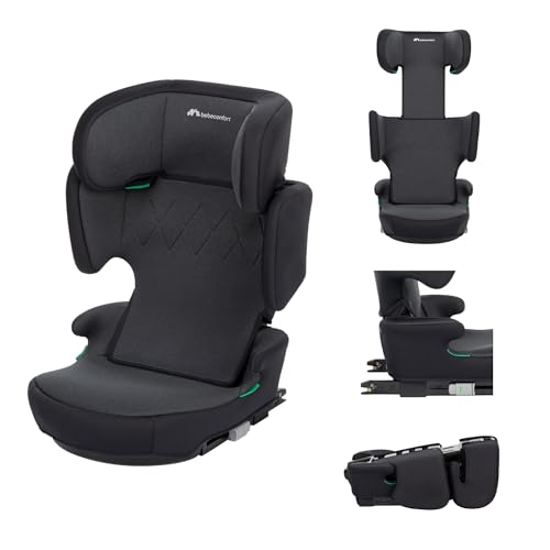Bebeconfort Road Fix i-Size, Seggiolino Auto 15-36 kg, 3,5-12 anni (100-150 cm), Seggiolino Auto Isofix Pieghevole e Portatile da Viaggio, Leggero 4.4 kg, 14 Posizioni Poggiatesta, Tinted Black