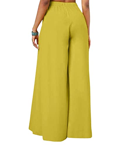 SEMATOMALA Women's Side Knot Tie Waist Wide Leg Long Pants Pleated High Waist Full Length Elegant Work Wear Palazzo Pants2