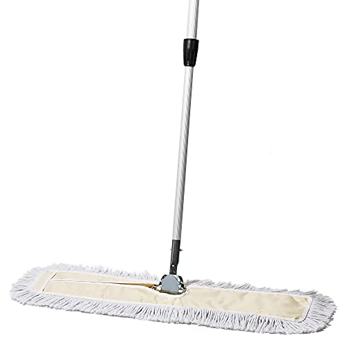 Commercial Dust Mop – 30 Inch Floor Sweeper for Hardwood, Reusable Cotton Mop Head, Extendable Handle, Dry Mop for Floor Cleaning & Janitorial Supplies