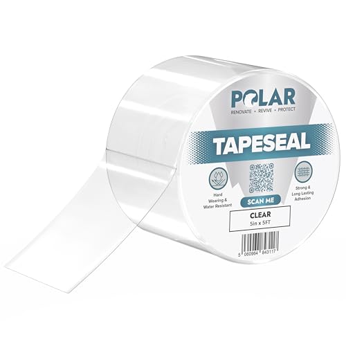 Image of Polar TapeSeal Clear - 5 inch x 5 ft | Rubberised Waterproof Tape for Leaks & Cracks on Roofs, PVC Pipes, Downpipes, Plumbing & Gutters | All-Purpose Indoor & Outdoor Sealant Tape for Lasting Protection