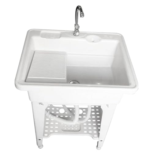 Lavandino per Lavanderia Indipendente in plastica con ASSE per Lavare, Lavandini per Lavanderia e Lavanderia con Rubinetto, Lavandino per Interni ed Esterni