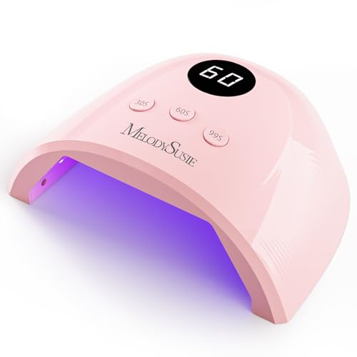 MelodySusie Compact Advanced UV LED Nail Lamp, P-Plus30F Nail Dryer with 3 Timers & Smart Sensor Cures All Gels, Especially Rhinestone Glue, Solid & Liner Gel Polishes for Advanced DIY at Home Pink