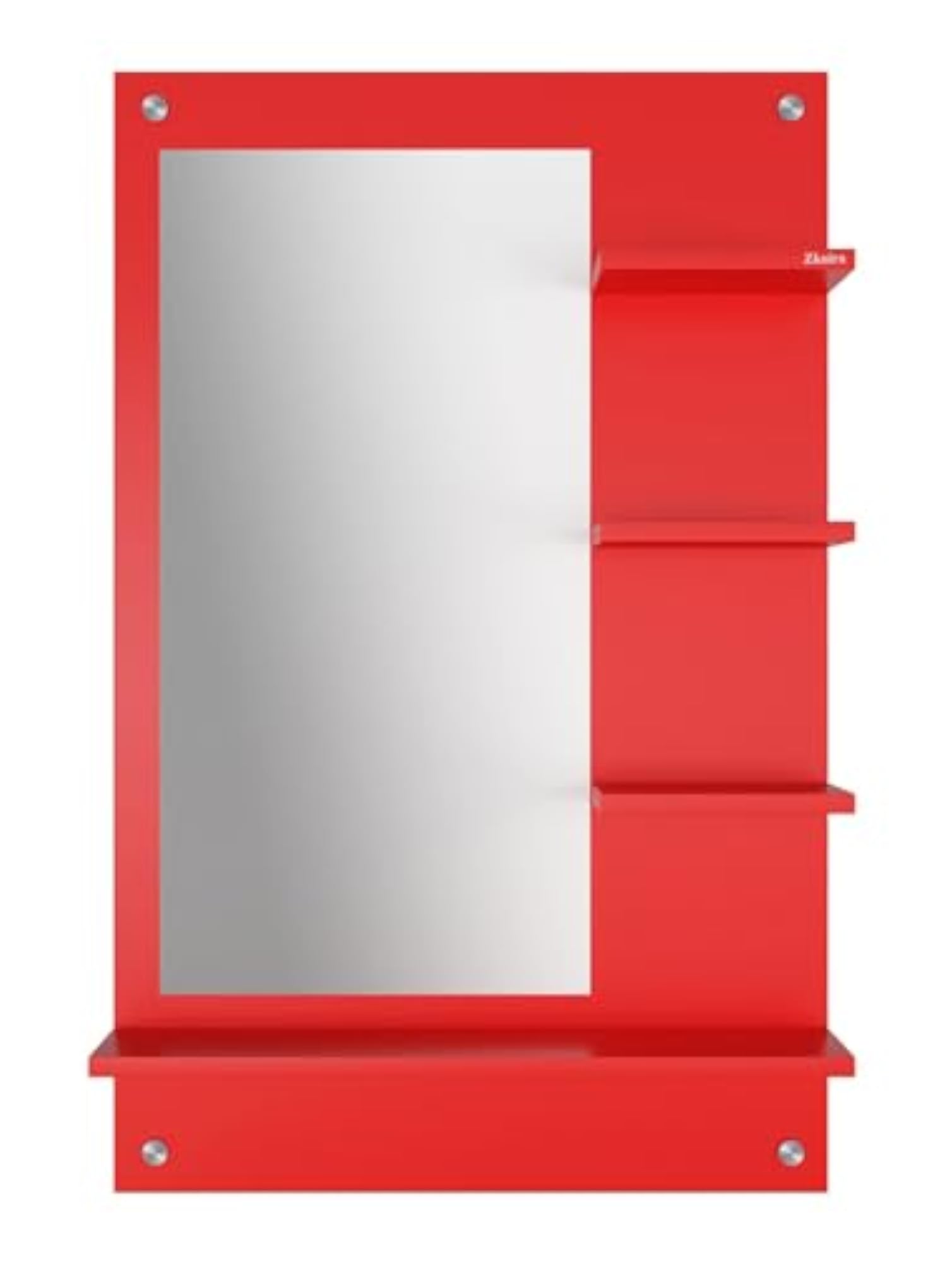 Wall Mounted Dressing Table with Mirror, Red Matte Engineered Wood