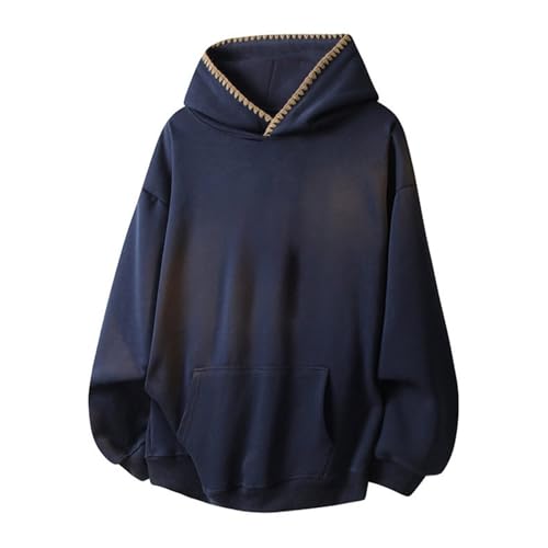Cambkatl Men's Fashion Embroidered Oversized Hoodies Long Sleeve Loose Pullovers Outdoor Hooded Casual Sweatshirt with Pocket