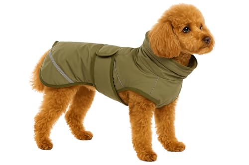 Flamingo Hundemantel Winter – Cujo Grün – 30cm – warm & modisch – Polyester – wasserabweisend – isothermische Innenschicht – Klettverschluss – reflektierende Streifen – Geschirröffnung