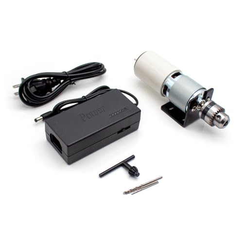 iDili Mini Bench Drill Set 80W DIY Drilling Cutting Grinding High Torque High Speed Electric Drill DC 12-24V 775 Motor 7000-15000RPM (B10 0.6-6mm)