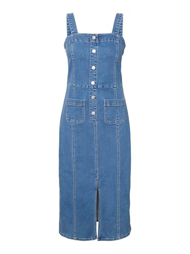 VERO MODA Vmsaila SL Calf Denim Dress Yo344 Vestido Vaquero, Medio De Mezclilla Azul, XS para Mujer