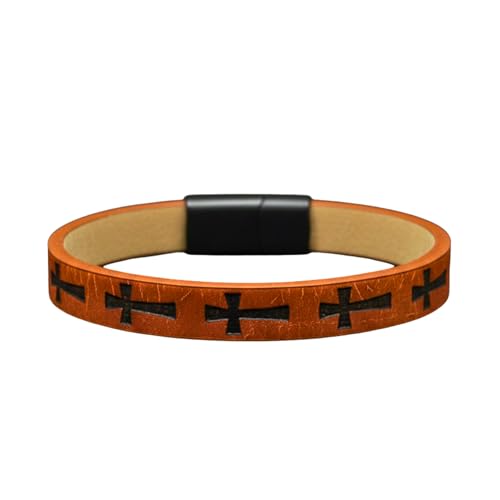 Image of THE MEN THING Leather Bracelet for Men - American Style Genuine Leather Multi-Layer Braided Bracelet with 100% Stainless Steel Magnetic Buckle for Men & Boys (8 inch)
