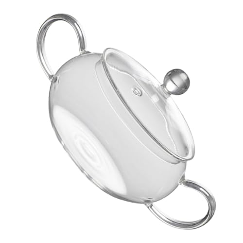 POPETPOP Olla de Vidrio Resistente al Calor con Tapa para Estofados y Sopas Cocina y Restaurantes y Transparente